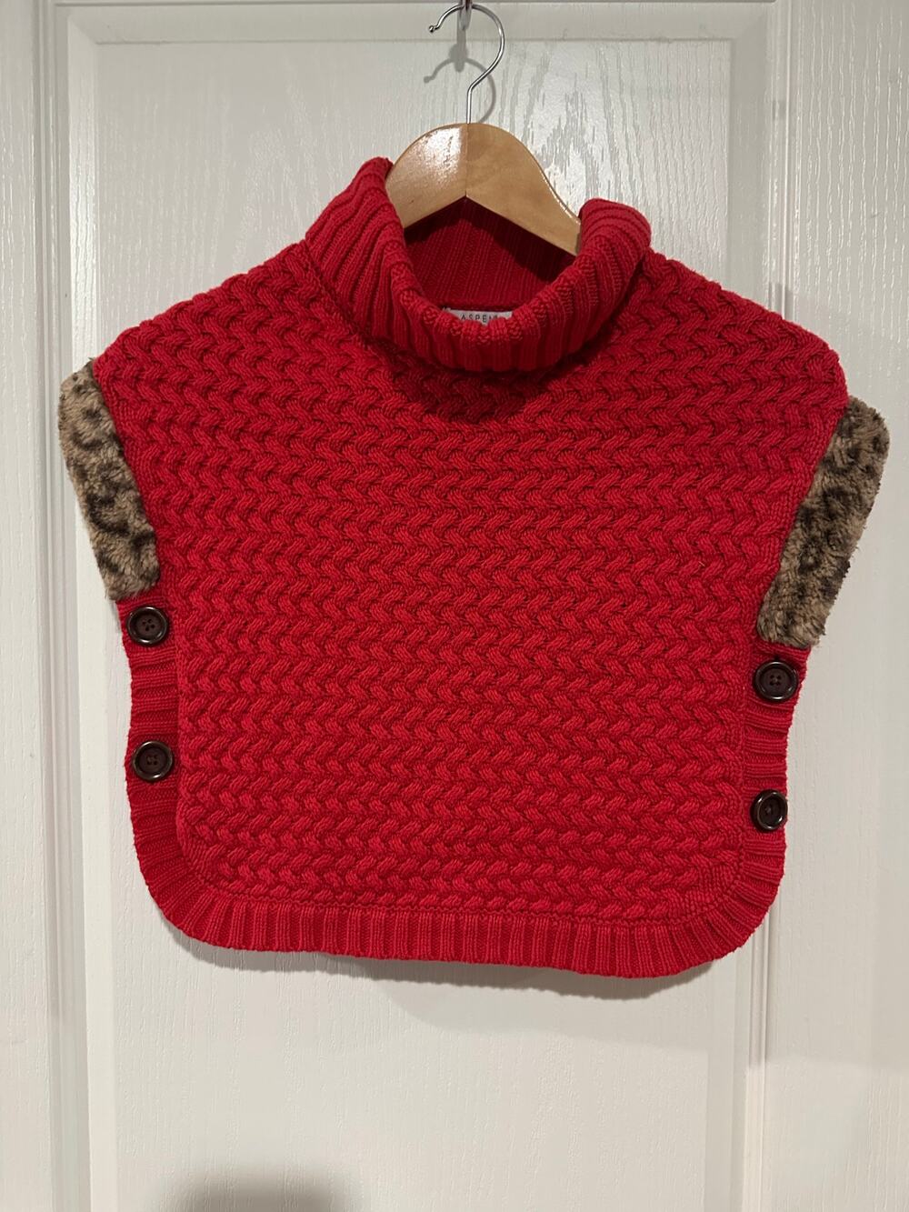 Aspen Kids Girls red sweater poncho size 6